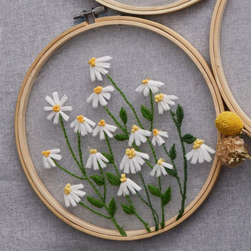 1Set Embroidery DIY Flowers Painting Full Needlework