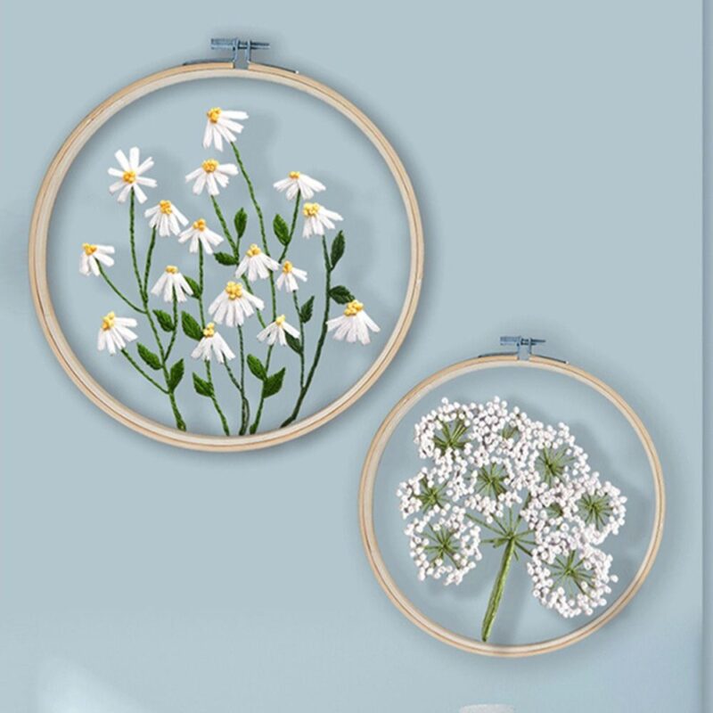 1Set Embroidery DIY Flowers Painting Full Needlework