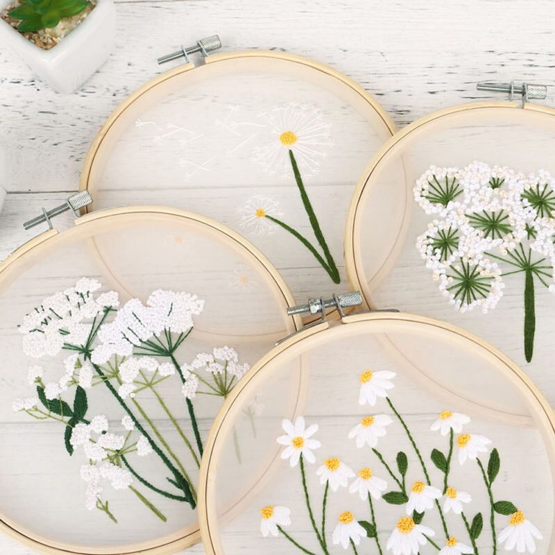 1Set Embroidery DIY Flowers Painting Full Needlework