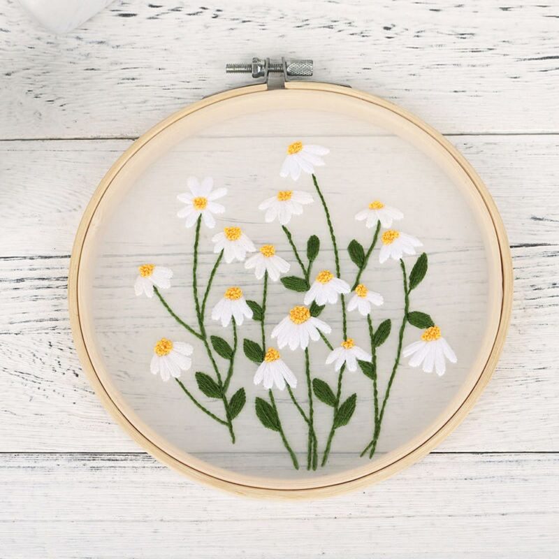 1Set Embroidery DIY Flowers Painting Full Needlework