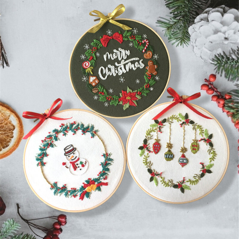 Christmas Embroidery Stitch Starter Kit DIY Handmade