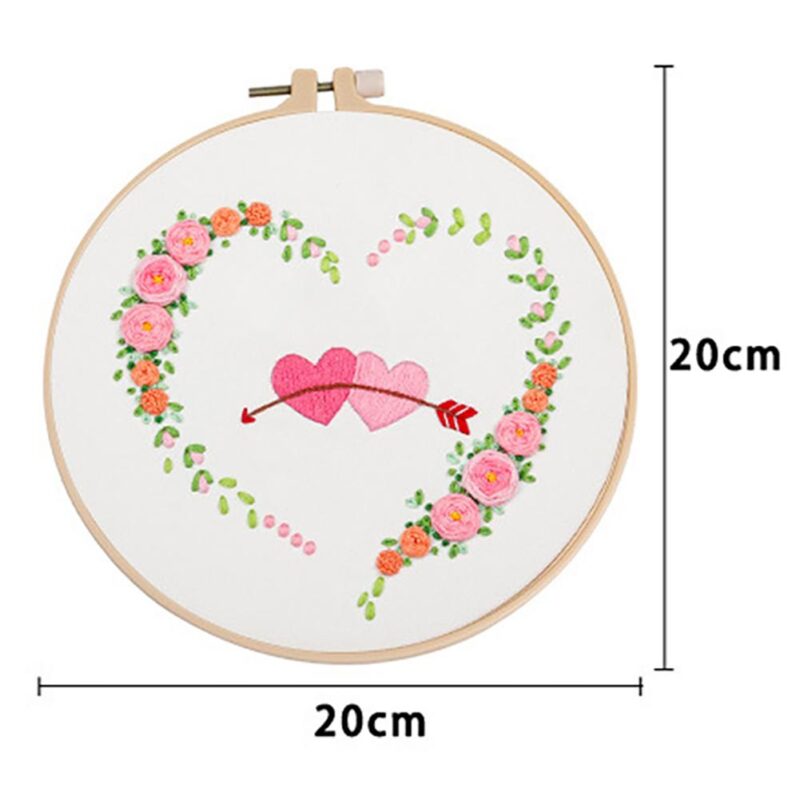 Heart-shaped Pattern Hand-stitched Embroidery Kit