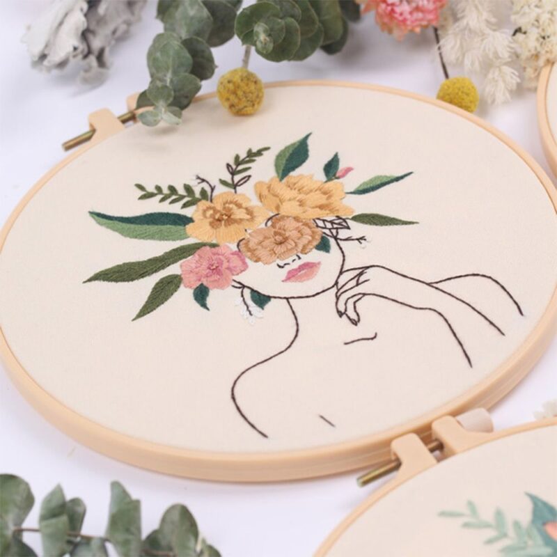 Embroidery Kit with Flowers Plants Sexy Girls