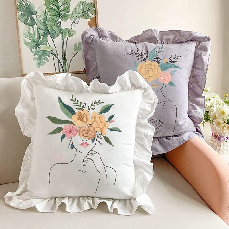 Embroidery Kit with Flowers Plants Sexy Girls