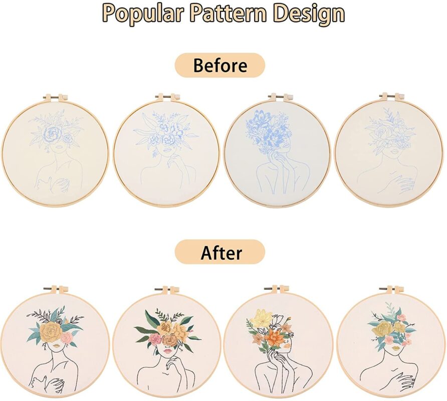 Embroidery Kit with Flowers Plants Sexy Girls