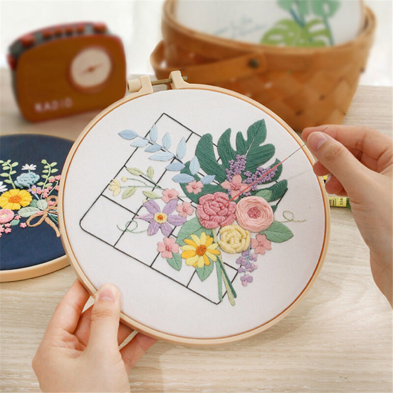 Flower Embroidery Starter Kit DIY Cross Stitch Set