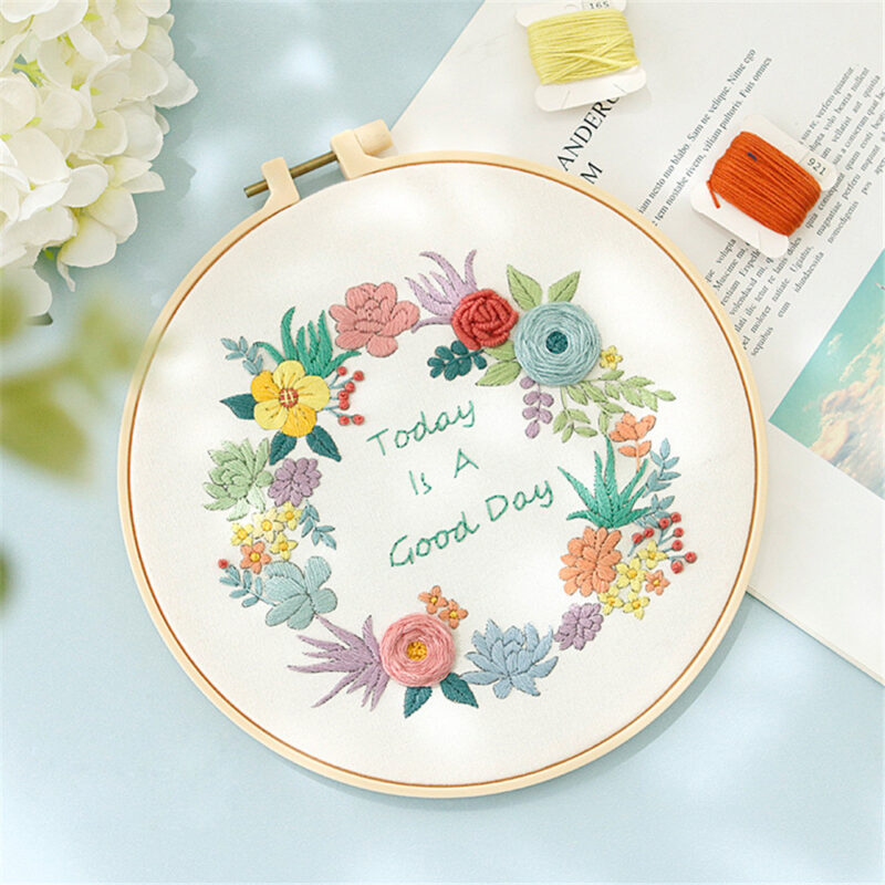 Flower Embroidery Starter Kit DIY Cross Stitch Set