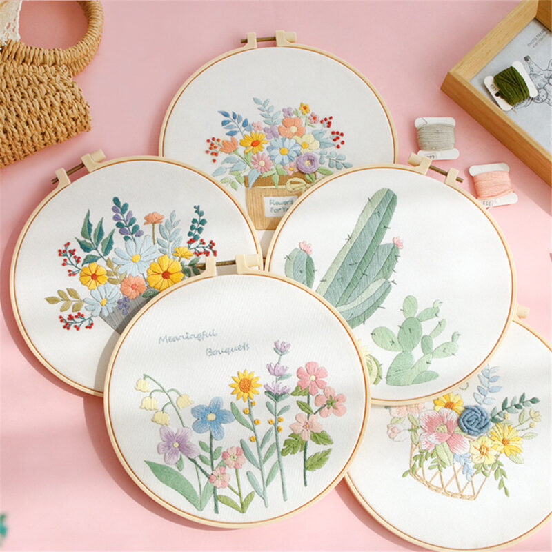 Flower Embroidery Starter Kit DIY Cross Stitch Set