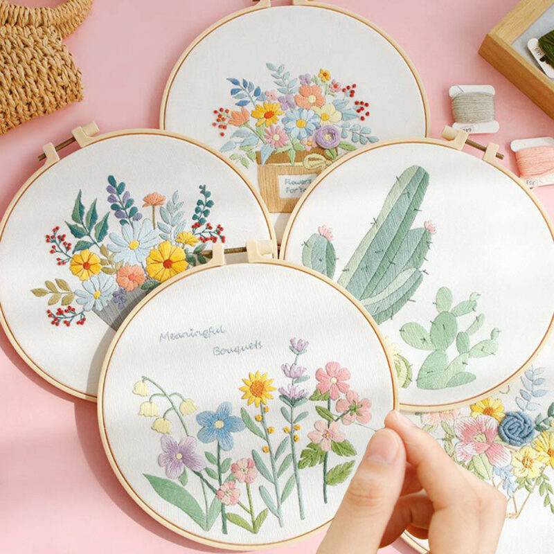 Flower Embroidery Starter Kit DIY Cross Stitch Set